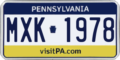 PA license plate MXK1978