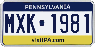 PA license plate MXK1981