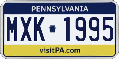 PA license plate MXK1995