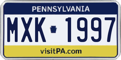 PA license plate MXK1997