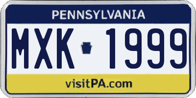 PA license plate MXK1999