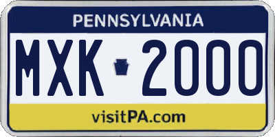 PA license plate MXK2000