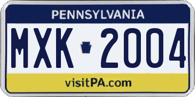 PA license plate MXK2004