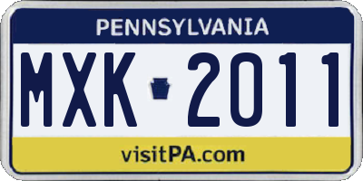 PA license plate MXK2011