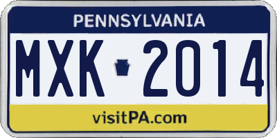 PA license plate MXK2014