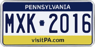 PA license plate MXK2016