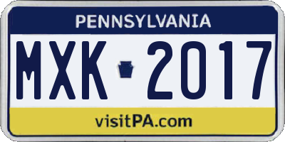 PA license plate MXK2017