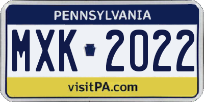 PA license plate MXK2022