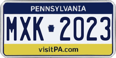 PA license plate MXK2023