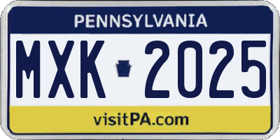 PA license plate MXK2025