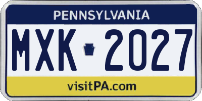 PA license plate MXK2027