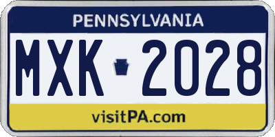PA license plate MXK2028