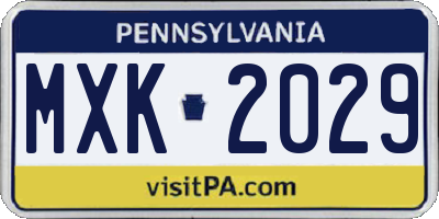 PA license plate MXK2029