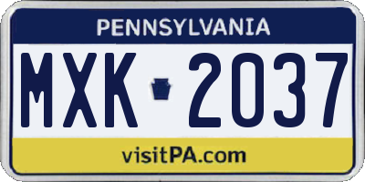 PA license plate MXK2037