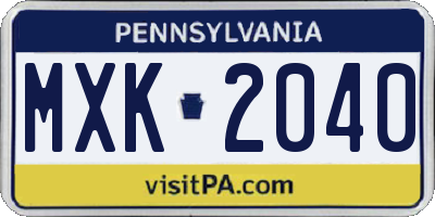 PA license plate MXK2040