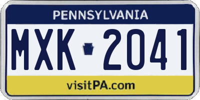 PA license plate MXK2041