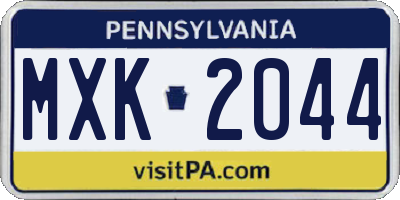 PA license plate MXK2044