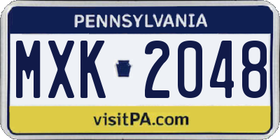 PA license plate MXK2048