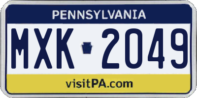 PA license plate MXK2049