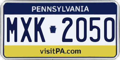 PA license plate MXK2050
