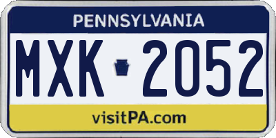 PA license plate MXK2052
