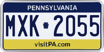 PA license plate MXK2055