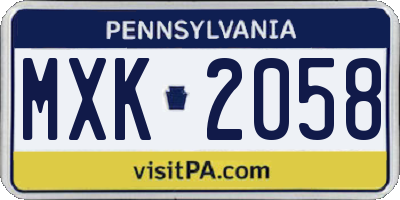 PA license plate MXK2058