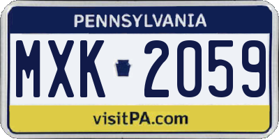 PA license plate MXK2059