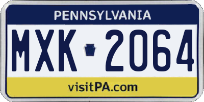 PA license plate MXK2064