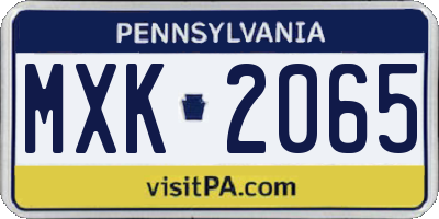 PA license plate MXK2065