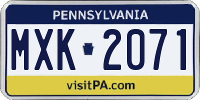 PA license plate MXK2071