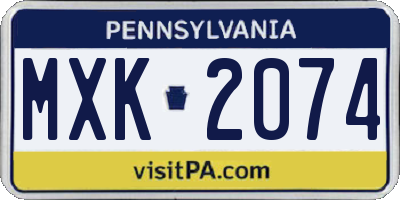 PA license plate MXK2074
