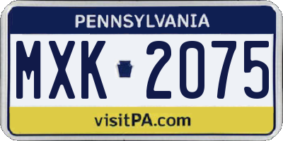 PA license plate MXK2075
