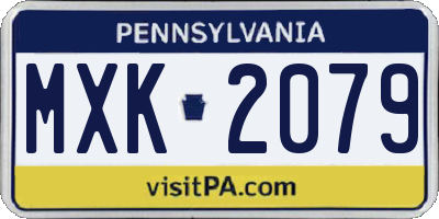 PA license plate MXK2079