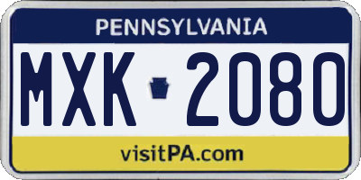 PA license plate MXK2080