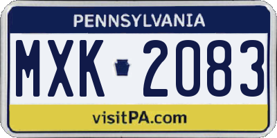 PA license plate MXK2083