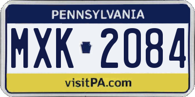 PA license plate MXK2084