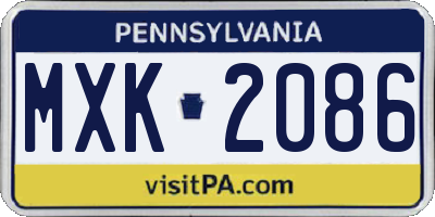 PA license plate MXK2086