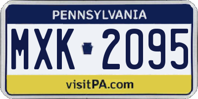 PA license plate MXK2095