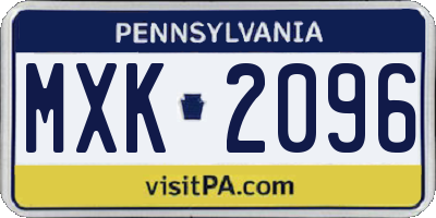 PA license plate MXK2096
