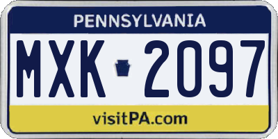 PA license plate MXK2097