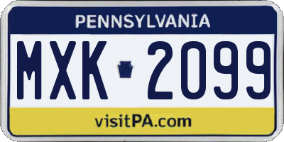 PA license plate MXK2099