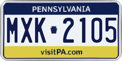 PA license plate MXK2105