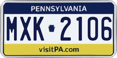 PA license plate MXK2106