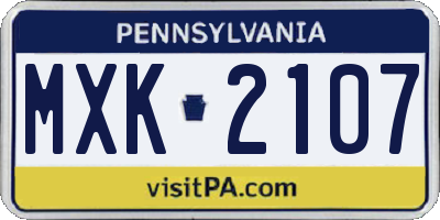 PA license plate MXK2107