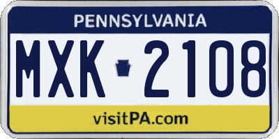 PA license plate MXK2108