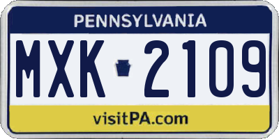 PA license plate MXK2109