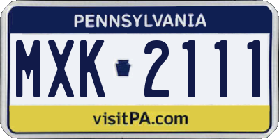 PA license plate MXK2111