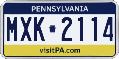 PA license plate MXK2114