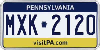 PA license plate MXK2120